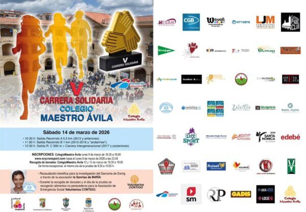 Cartel de la V Carrera Solidaria en Salamanca con detalles del evento.