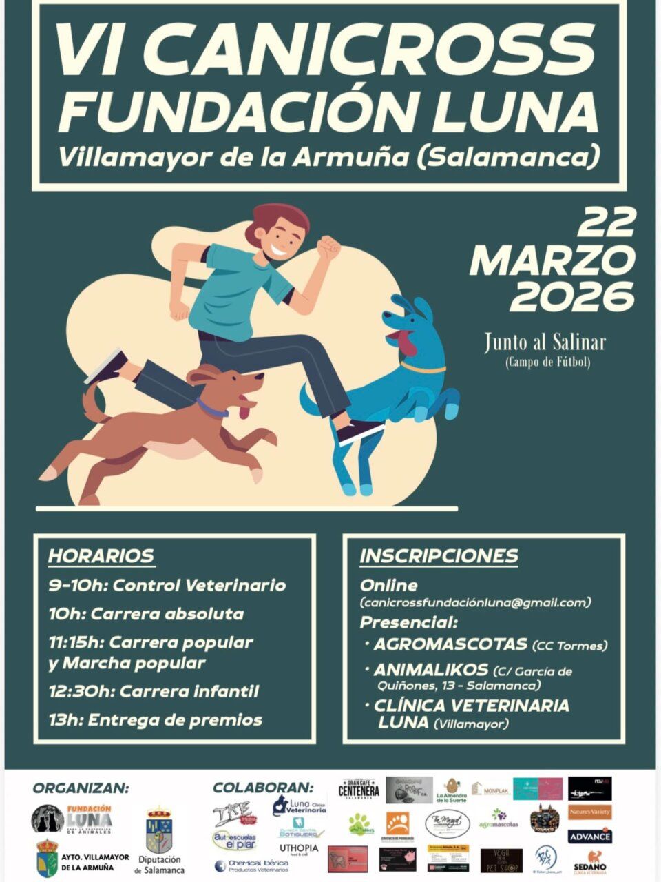 Cartel del VI Canicross Fundación Luna en Villamayor de la Armuña