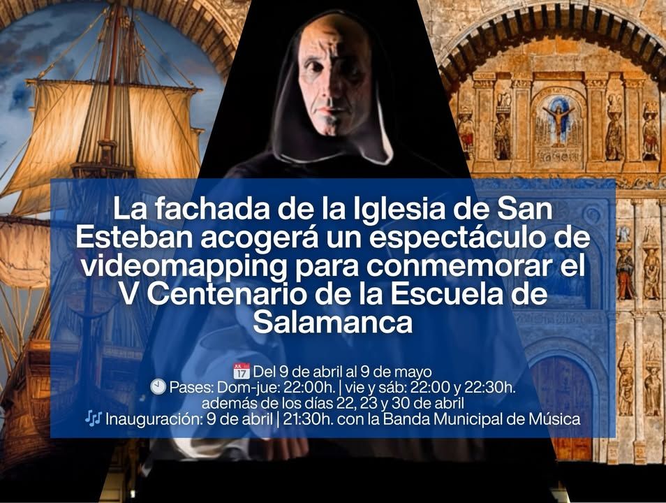 Videomapping en la fachada de la Iglesia de San Esteban en Salamanca.