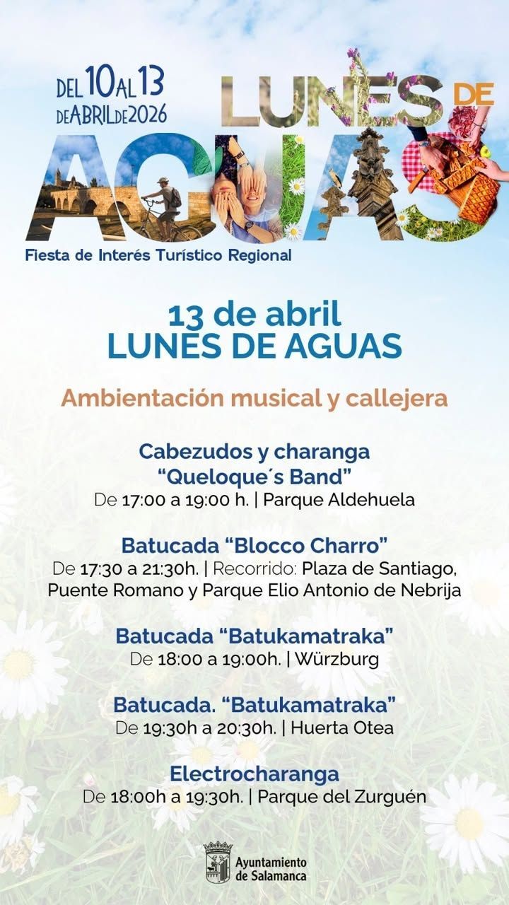 Cartel del evento Lunes de Aguas en Salamanca con actividades y fechas