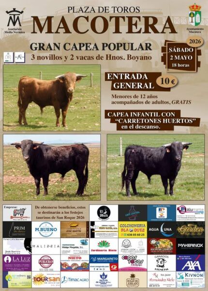 Capea popular en la Plaza de Toros con novillos y vacas.