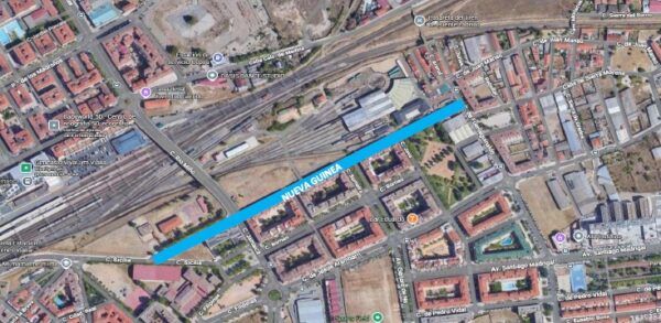 Mapa de la calle Nueva Guinea en Salamanca con tuberías renovadas