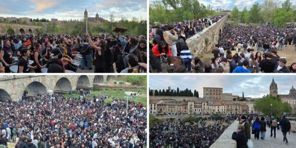 Multitud de personas celebrando el Lunes de Aguas en Salamanca