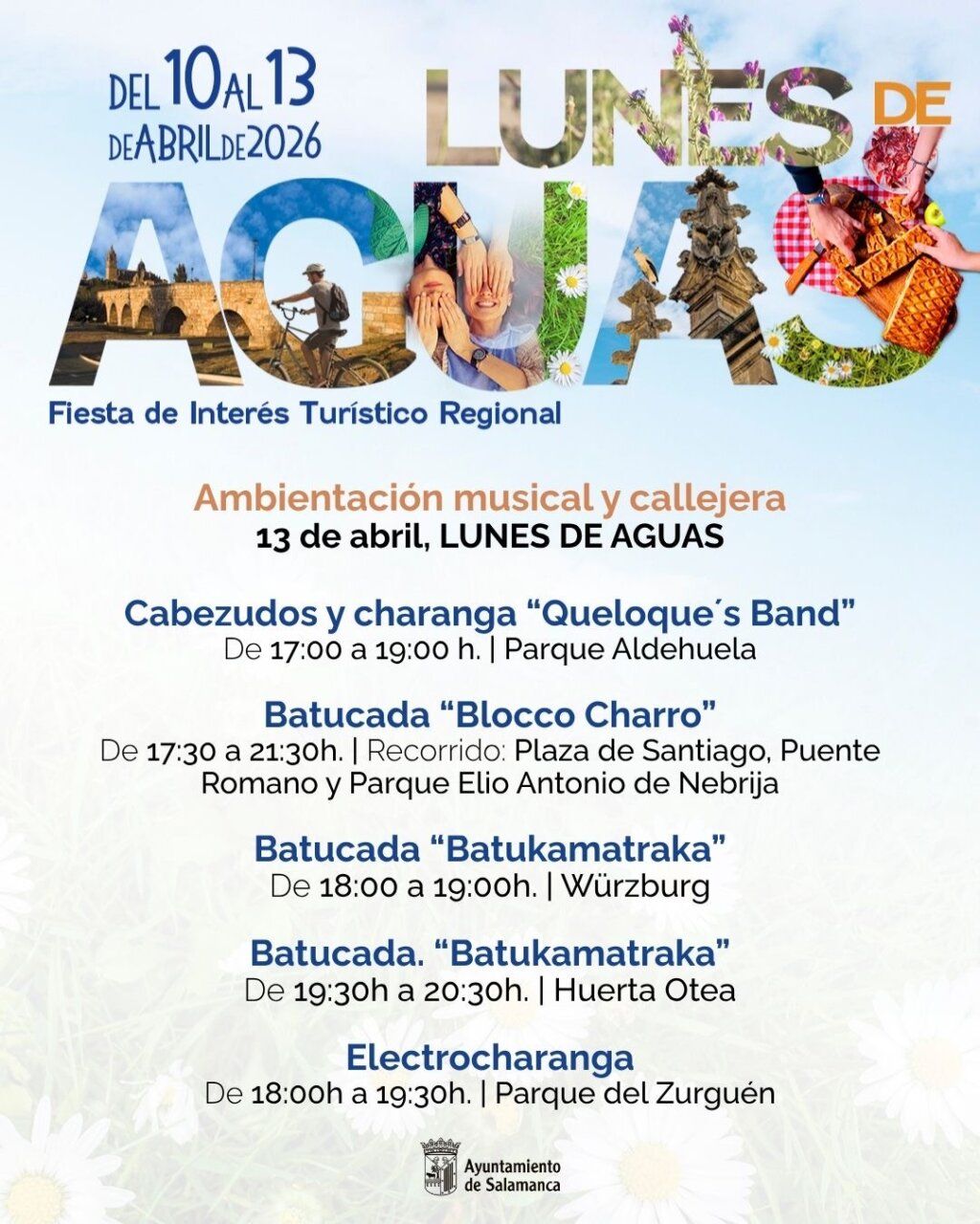 Cartel del Lunes de Aguas en Salamanca con actividades culturales