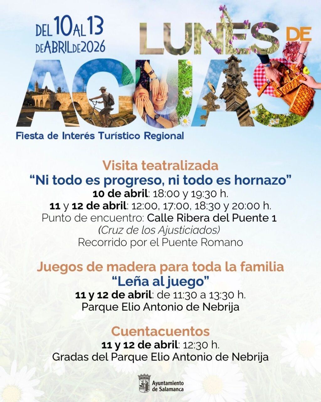 Cartel del Lunes de Aguas en Salamanca con actividades y fechas
