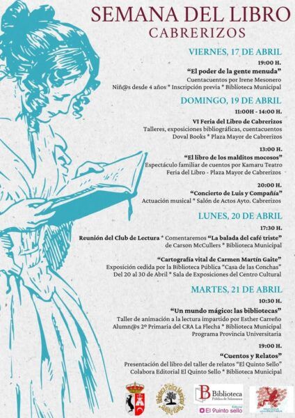 Cartel de actividades en la Biblioteca de Cabrerizos por el Día del Libro