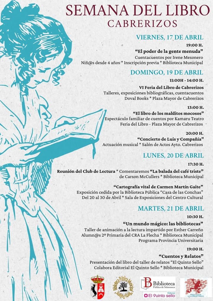 Cartel de actividades en la Biblioteca de Cabrerizos por el Día del Libro