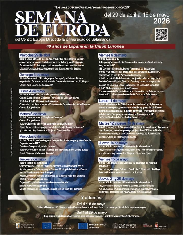 Cartel de actividades del Día de Europa 2026 en Salamanca