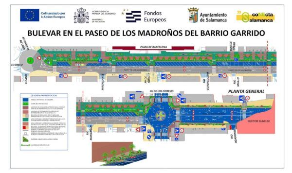 Plano del bulevar en el paseo de los Madroños con mejoras de accesibilidad