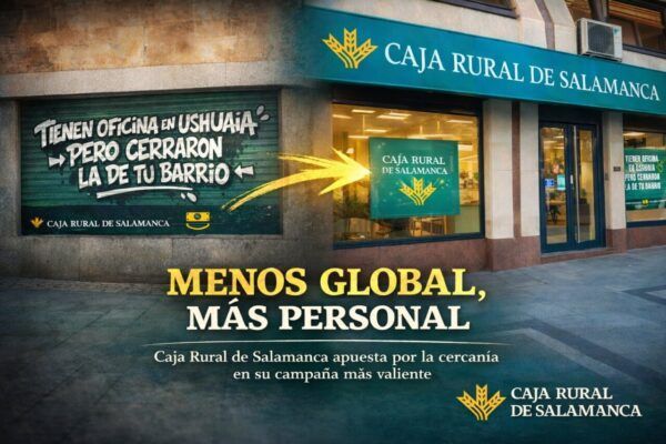 Cartel de la campaña de Caja Rural de Salamanca sobre la cercanía en la banca