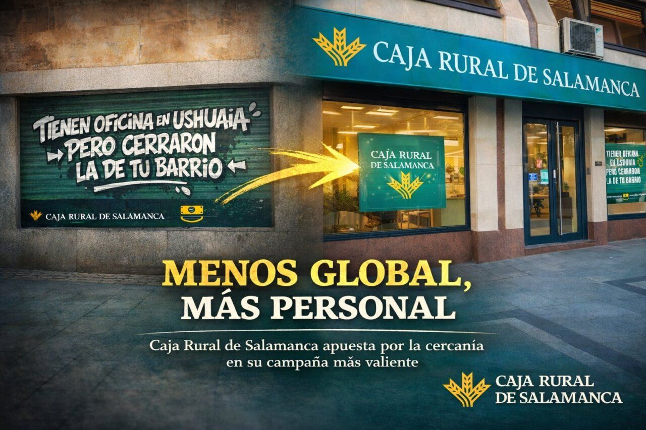 Cartel de la campaña de Caja Rural de Salamanca sobre la cercanía en la banca