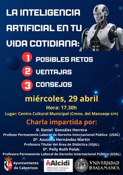 Cartel de charla sobre inteligencia artificial en el Centro Cultural de Cabrerizos