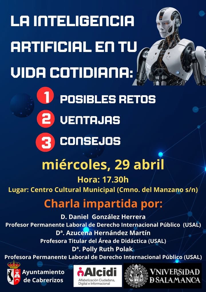 Cartel de charla sobre inteligencia artificial en el Centro Cultural de Cabrerizos