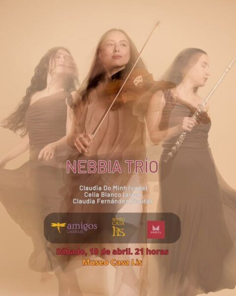 Trío Nebbia en concierto en el Museo Casa Lis con instrumentos musicales
