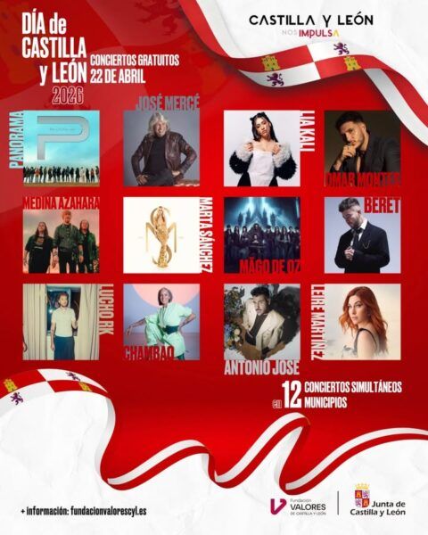 Cartel de conciertos gratuitos en Castilla y León para el Día de la Comunidad
