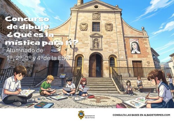Estudiantes participando en un concurso de dibujo en Alba de Tormes