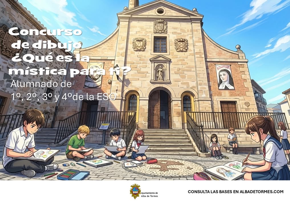 Estudiantes participando en un concurso de dibujo en Alba de Tormes