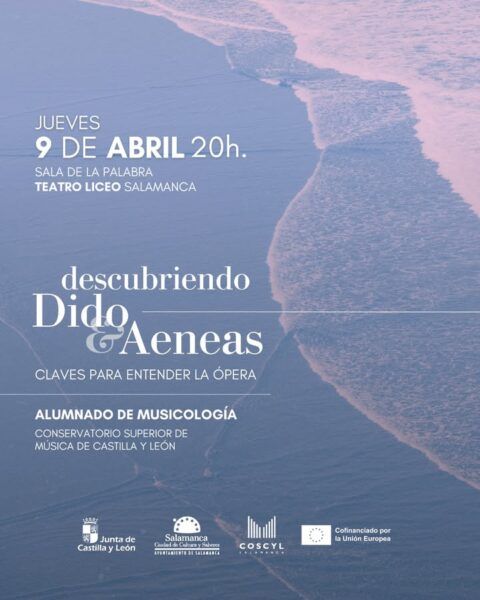 Cartel de la conferencia sobre la ópera Dido y Aeneas en Salamanca