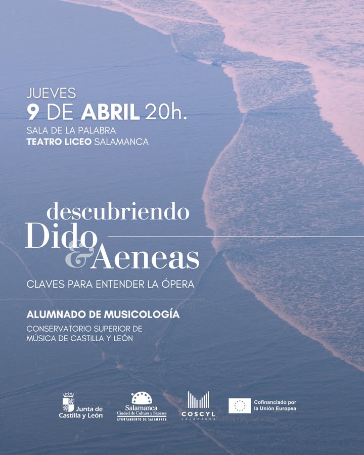 Cartel de la conferencia sobre la ópera Dido y Aeneas en Salamanca