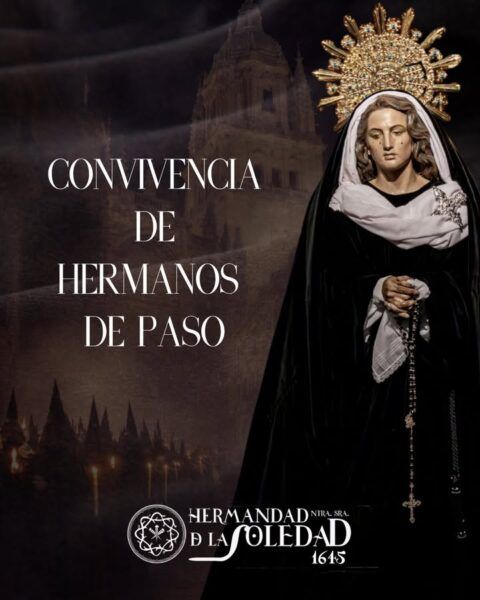 Imagen de la convivencia de hermanos de paso en Salamanca con la Virgen de la Soledad