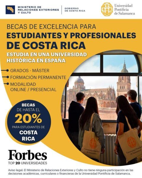 Cartel informativo sobre becas para estudiantes de Costa Rica en España
