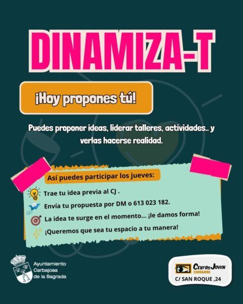 Cartel de Dinamiza-T invitando a jóvenes a proponer ideas y actividades