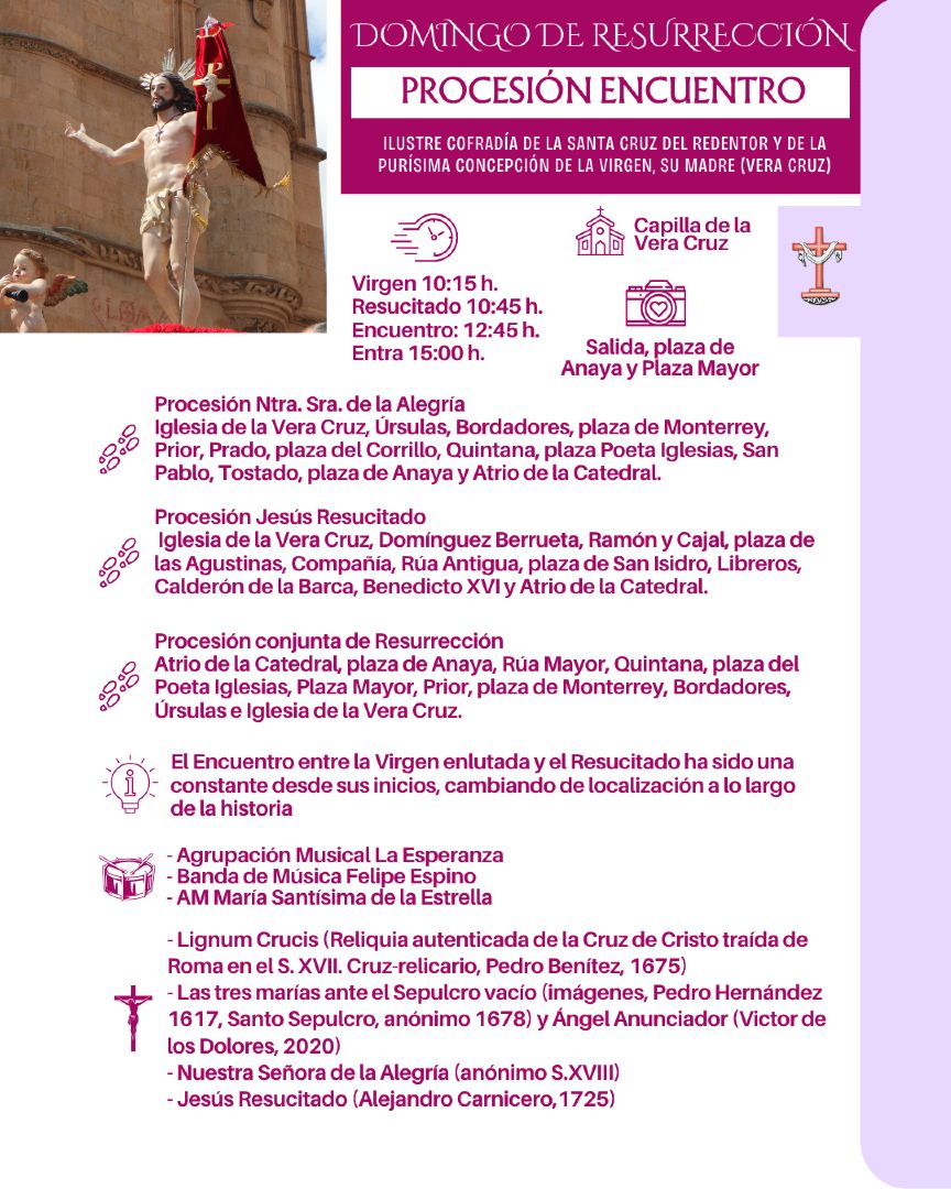 Procesión del Encuentro en el Domingo de Resurrección por la Cofradía de la Vera Cruz
