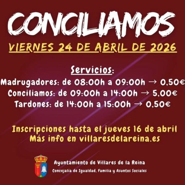 Cartel informativo sobre el programa Conciliamos en abril de 2026