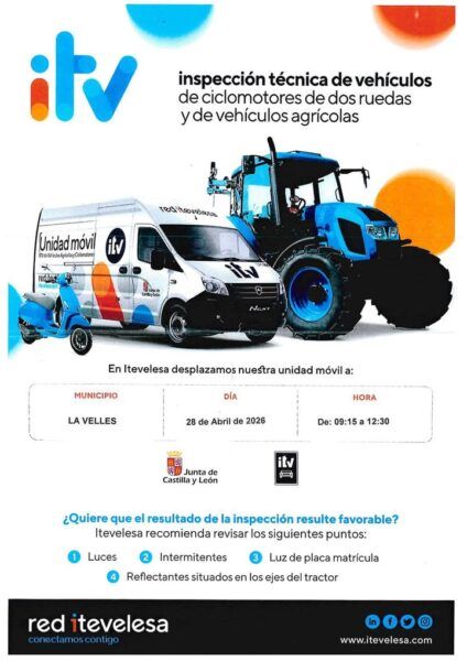 Unidad móvil de ITV para ciclomotores y vehículos agrícolas en La Vellés