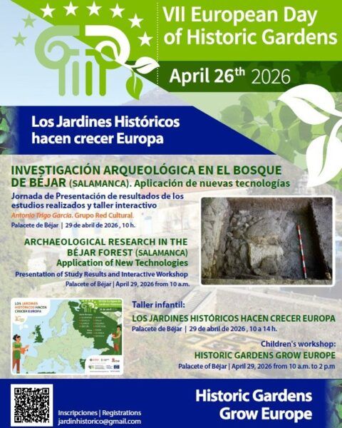 Cartel del Día Europeo de los Jardines Históricos en El Bosque de Béjar