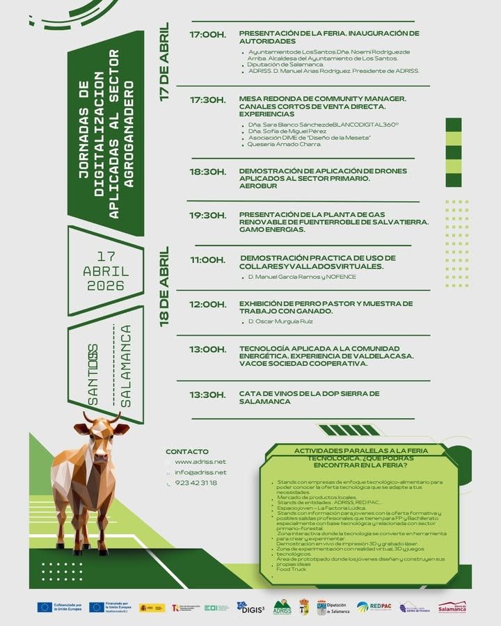 Cartel de las Jornadas de Digitalización en el Sector Agroganadero de Los Santos
