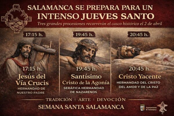 Cartel informativo sobre las procesiones del Jueves Santo en Salamanca