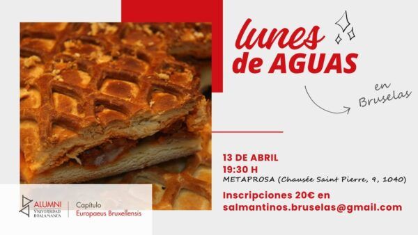 Cartel del evento Lunes de Aguas en Bruselas con información de inscripción