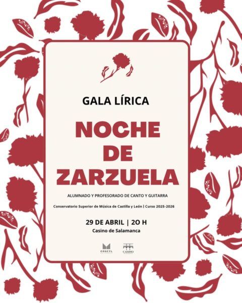 Cartel de la Gala Lírica Noche de Zarzuela en el Casino de Salamanca