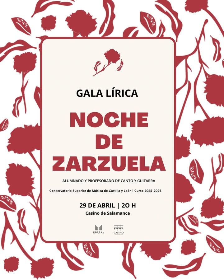 Cartel de la Gala Lírica Noche de Zarzuela en el Casino de Salamanca