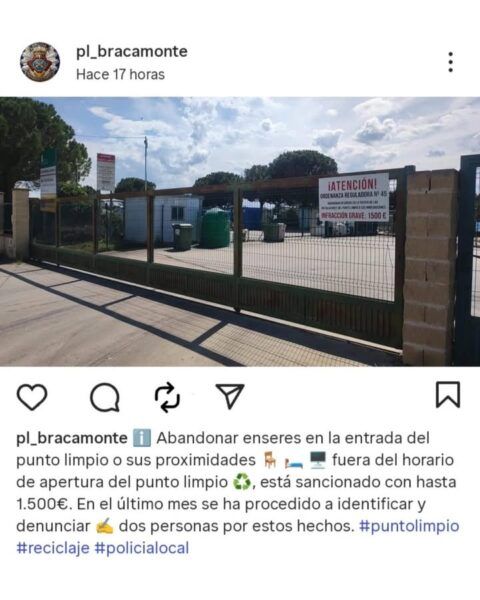 Entrada del punto limpio en Peñaranda de Bracamonte con contenedores visibles.