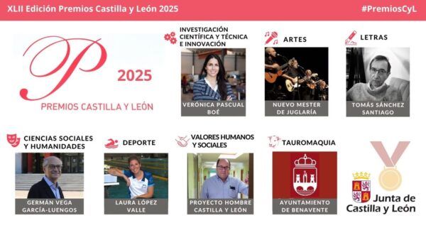 Logo de los Premios de Castilla y León 2025 con categorías destacadas