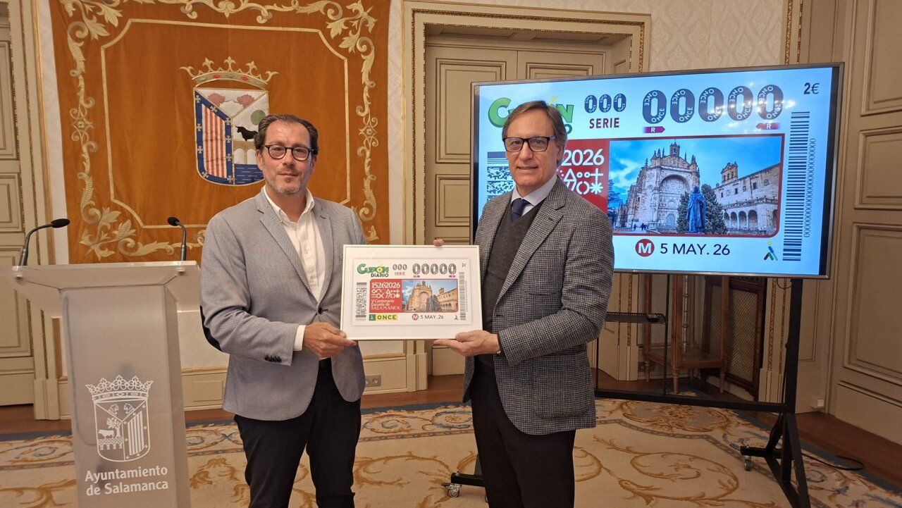Presentación del cupón de la ONCE dedicado al V Centenario de la Escuela de Salamanca
