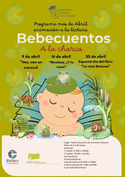 Cartel de programación de animación a la lectura en la biblioteca de Carbajosa
