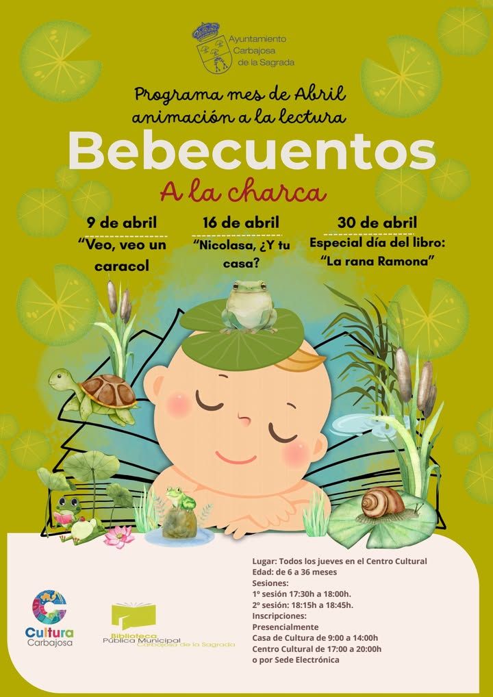 Cartel de programación de animación a la lectura en la biblioteca de Carbajosa