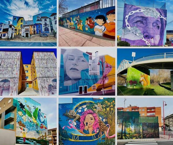 Collage de murales coloridos en Santa Marta, arte urbano vibrante