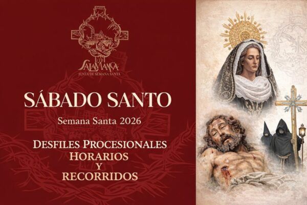 Cartel del Sábado Santo en Salamanca con imágenes religiosas