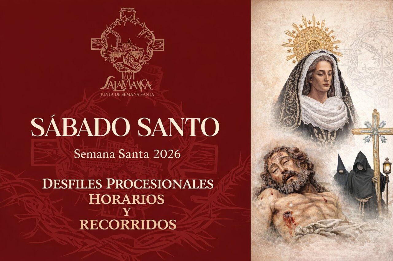 Cartel del Sábado Santo en Salamanca con imágenes religiosas