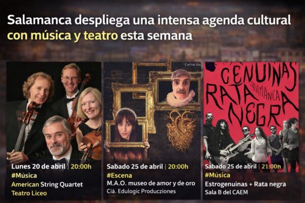 Cartel de eventos culturales en Salamanca con música y teatro