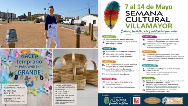Cartel de la Semana Cultural de Villamayor con actividades y talleres