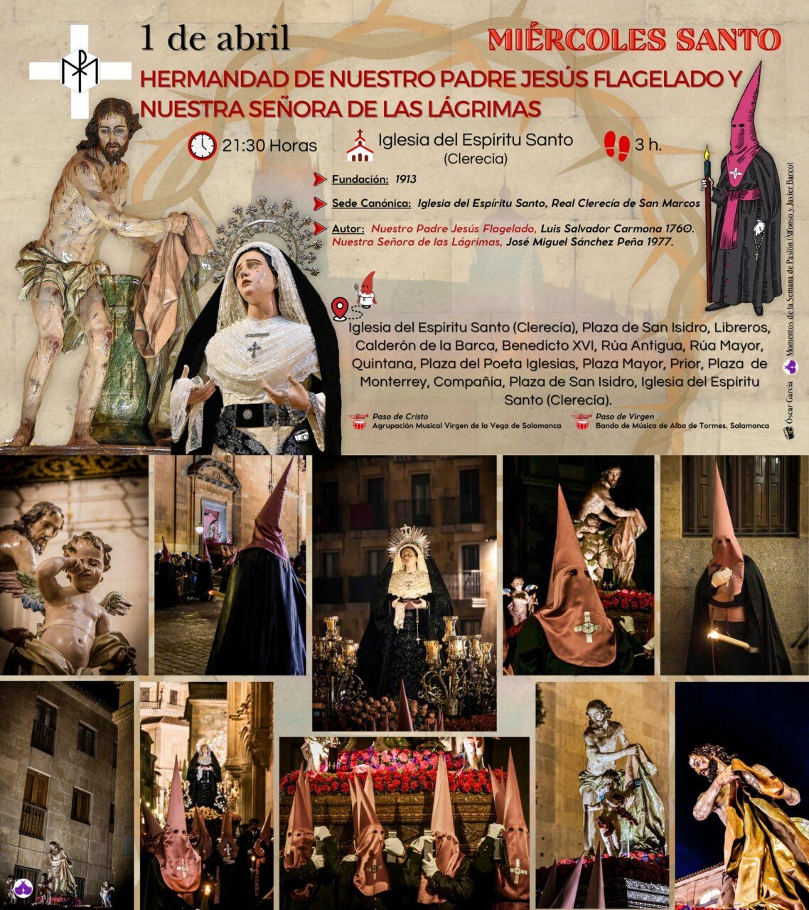 Procesión de la Hermandad de Jesús Flagelado en Salamanca durante Semana Santa