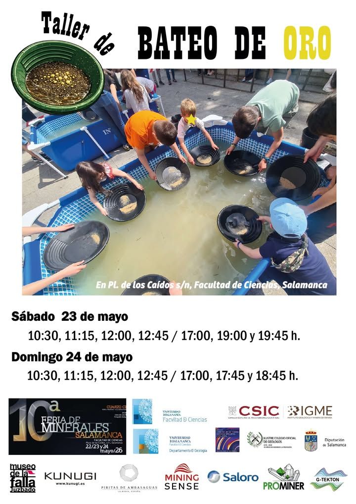 Niños participando en un taller de bateo de oro en Salamanca