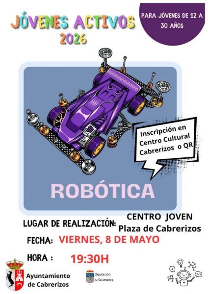 Cartel del taller de robótica para jóvenes en Cabrerizos