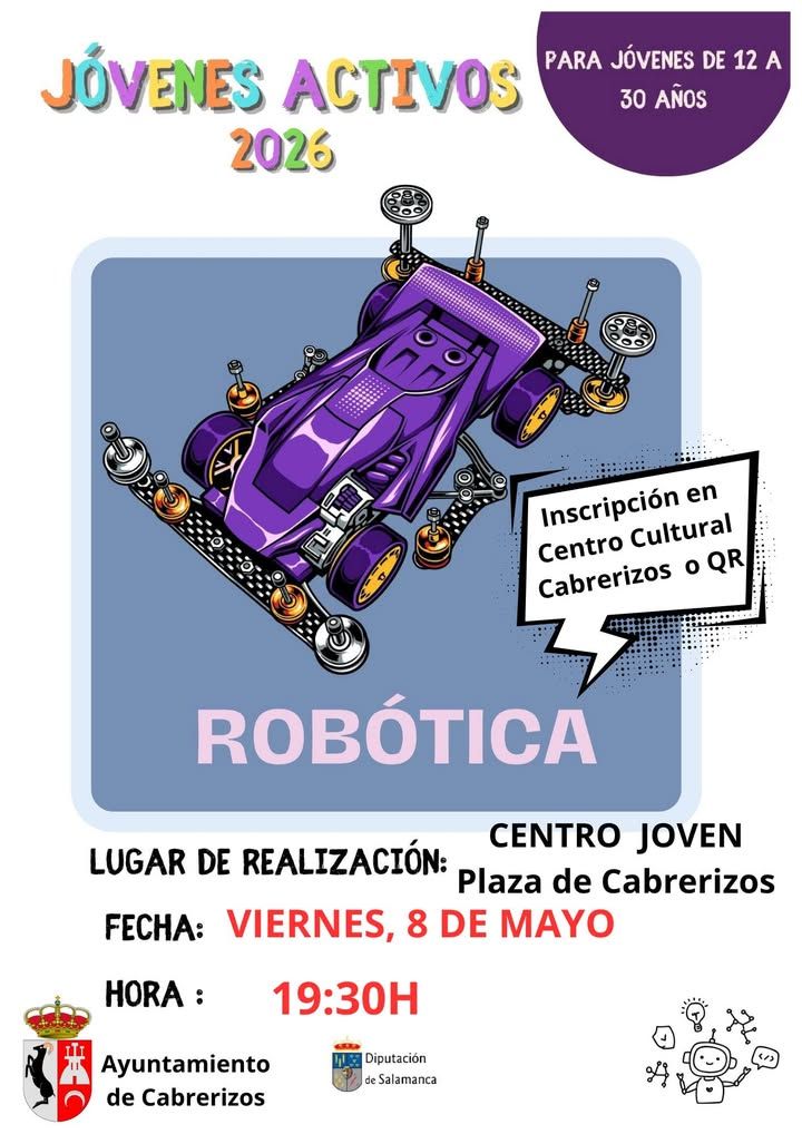 Cartel del taller de robótica para jóvenes en Cabrerizos