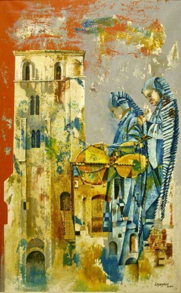 Pintura de José Lapayese que representa la Semana Santa en Alcañiz